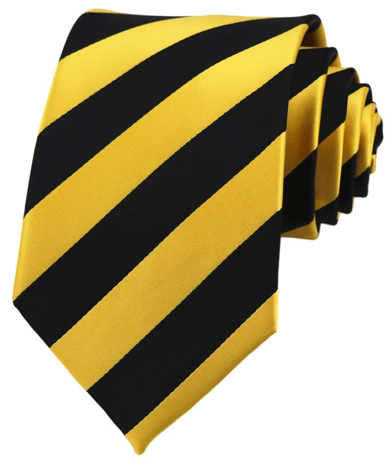 Elfeves Men's Modern Striped Patterned Formal Ties College Daily Woven Neckties (One Size, Golden Black) - Image 1